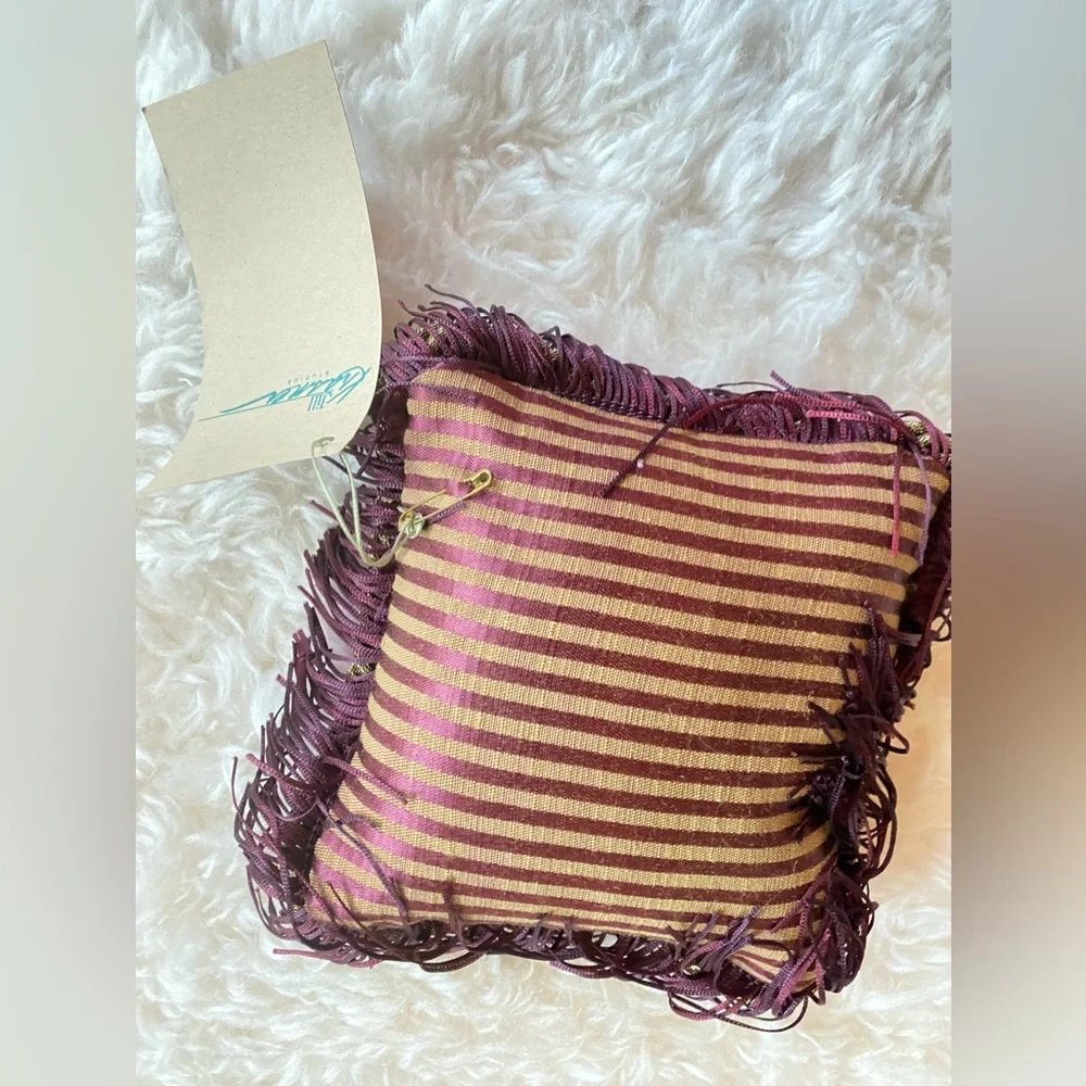 Sisters are friends forever Mini Pillow handmade with Fringe by Krasner Studio